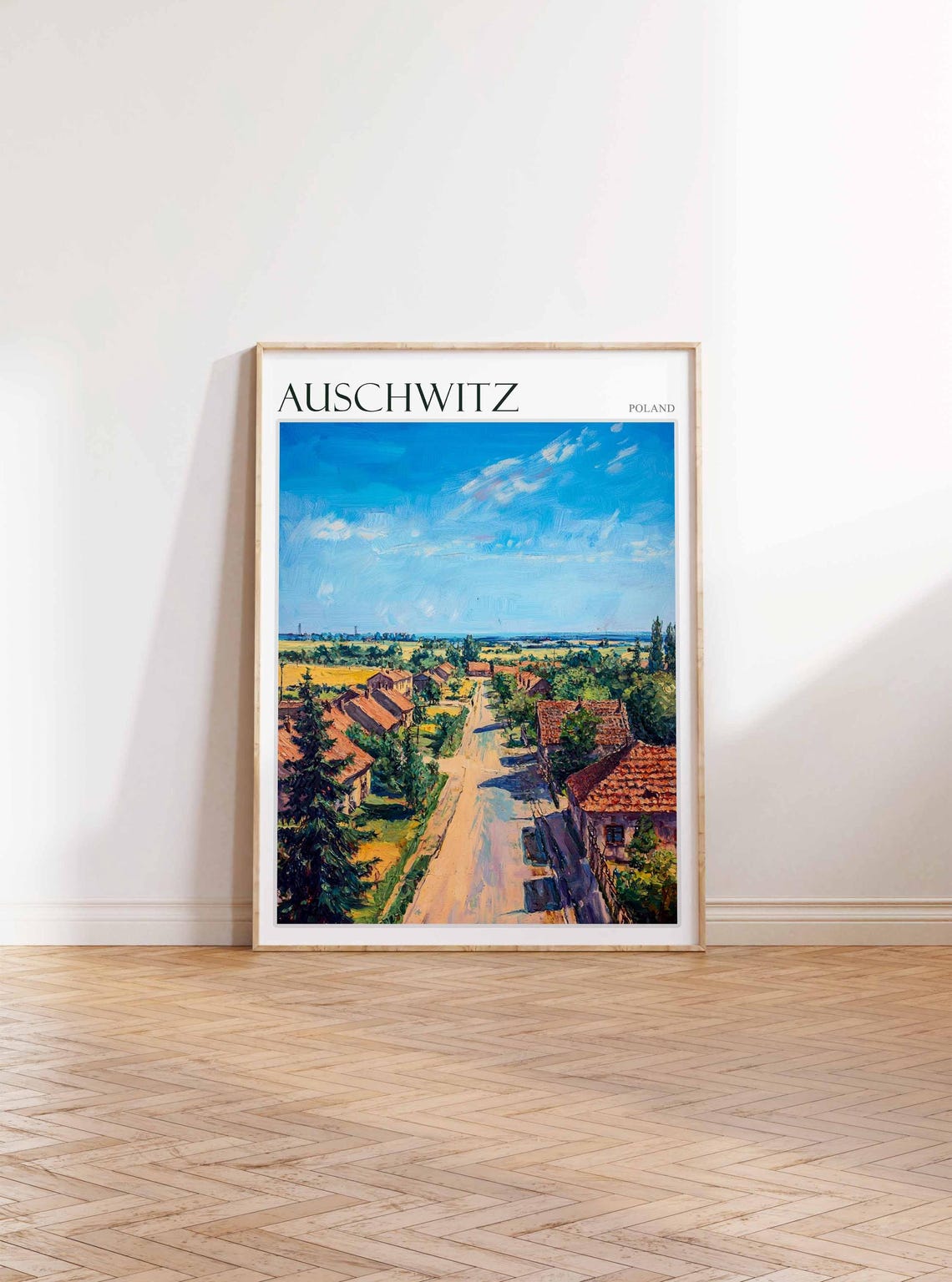 Auschwitz Poland Village Road Peaceful Landscape Travel Poster - Image 3