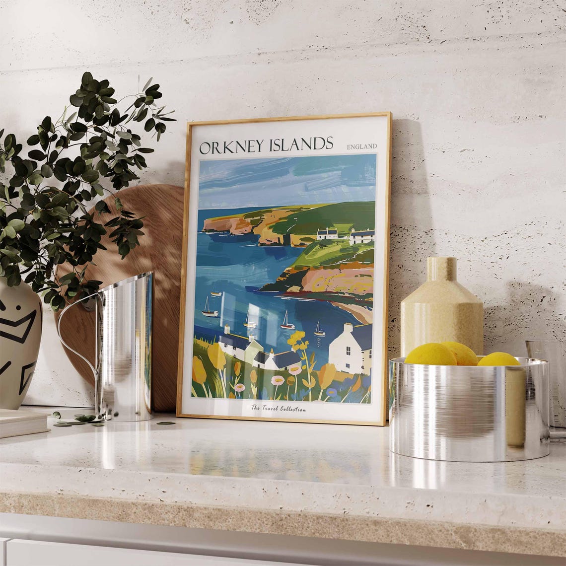 Orkney Islands Harbor Sailboats Coastal Cliffs Travel Poster - Image 3