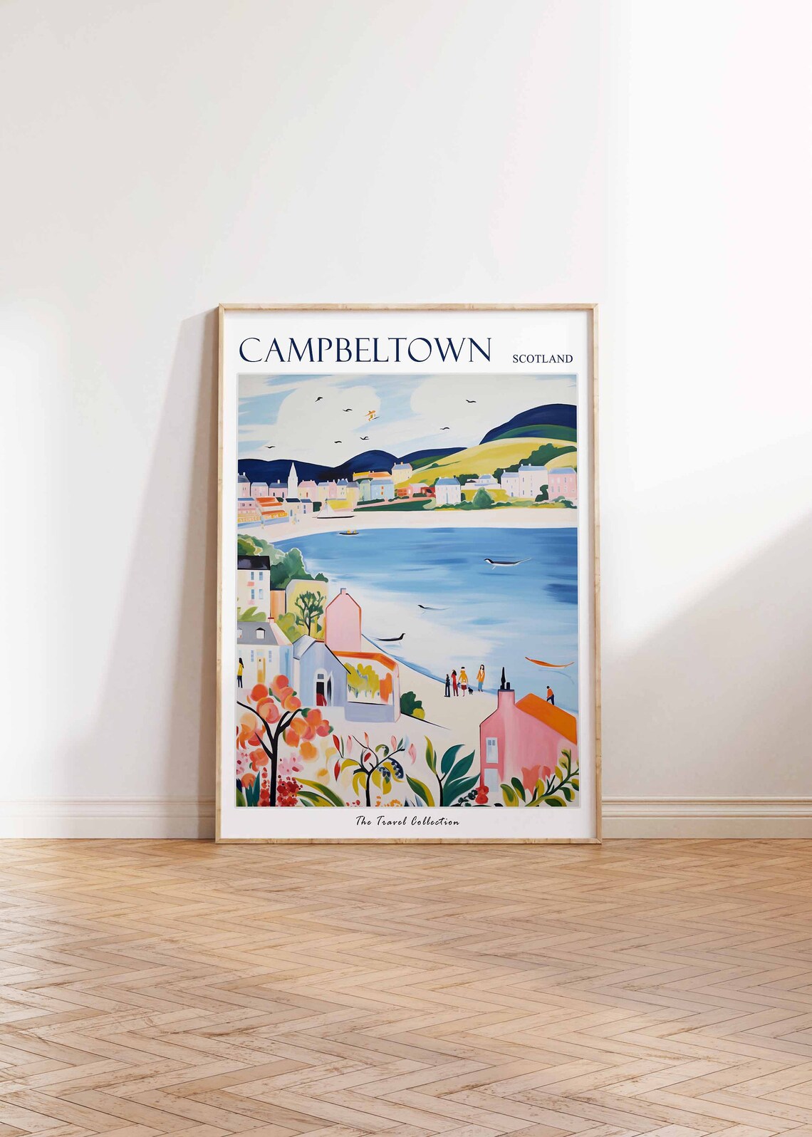 Campbeltown Scotland Hillside Beach Swallows Travel Poster Art - Image 2