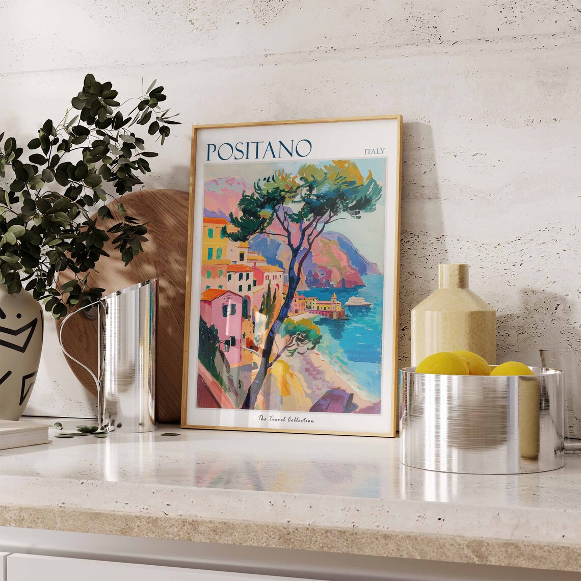 Positano Italy Colorful Cliff Village Coastal Travel Art Poster - Image 2