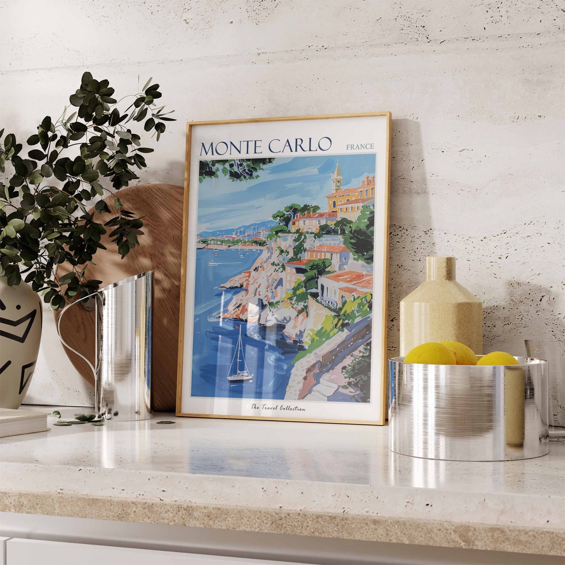 Monte Carlo France Mediterranean Coast Sailboat Travel Poster - Image 2