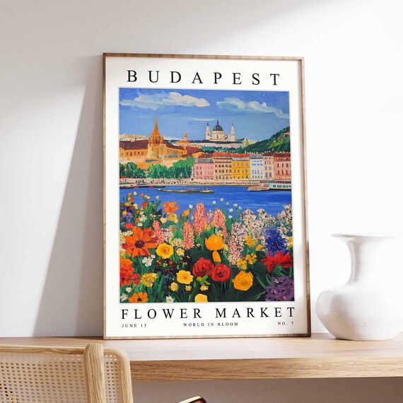 Budapest Flower Market Poster, Hungarian Floral Print