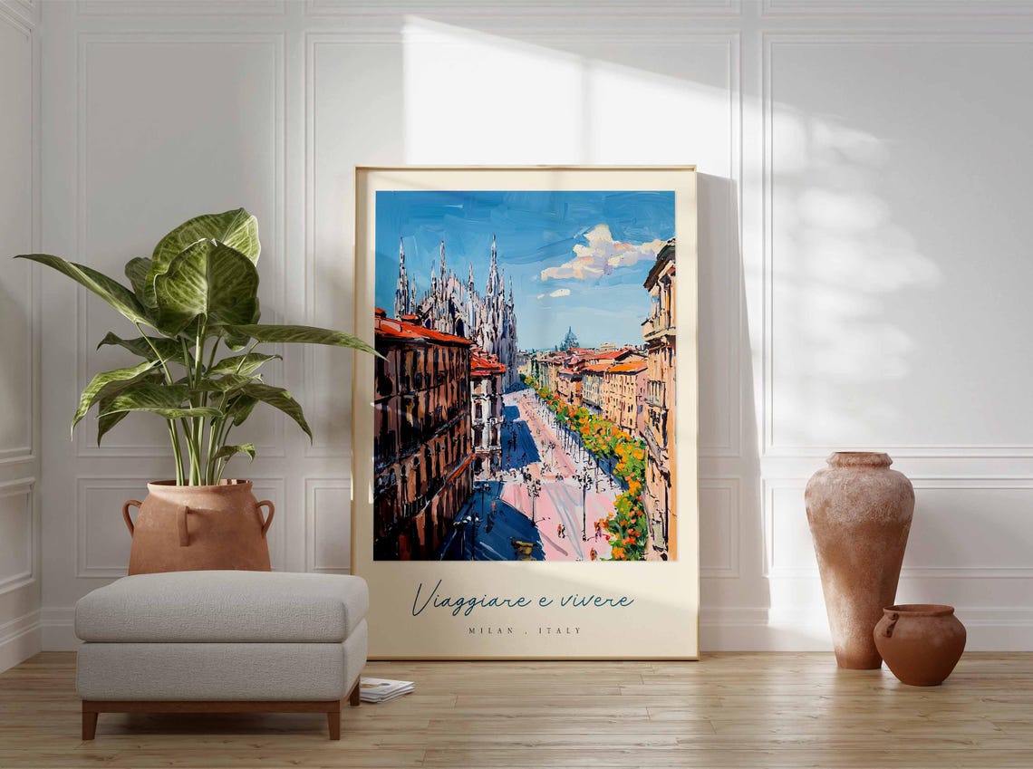 Milan Poster Italian Travel Print Milan Travel Art Milan Wall Art Italy Art Italy Travel Decor Italian Travel Gift - Image 3