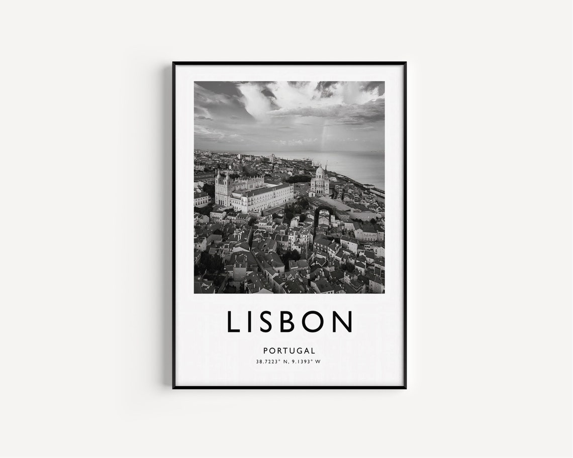 Lisbon Travel Print Lisbon Travel Poster Portugal Travel Print Travel Art Travel Decor Black And White Photographic Print - Image 2