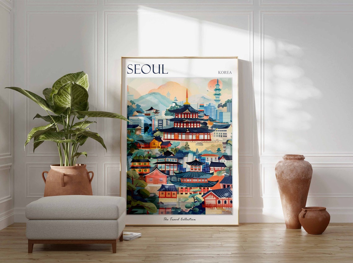 Seoul Poster Seoul Travel Print Tropical Decor City Wall Art Korean Decor Korea Travel Print Seoul Gift Seoul Travel Poster - Image 3