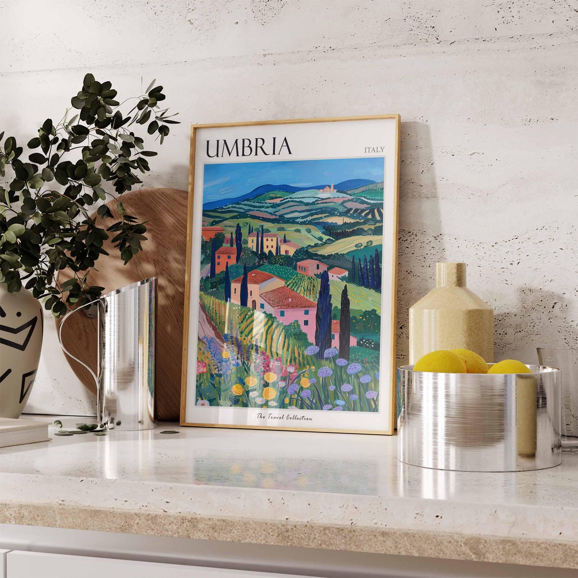 Umbria Italy Rolling Hills Cypress Terracotta Countryside Poster - Image 3