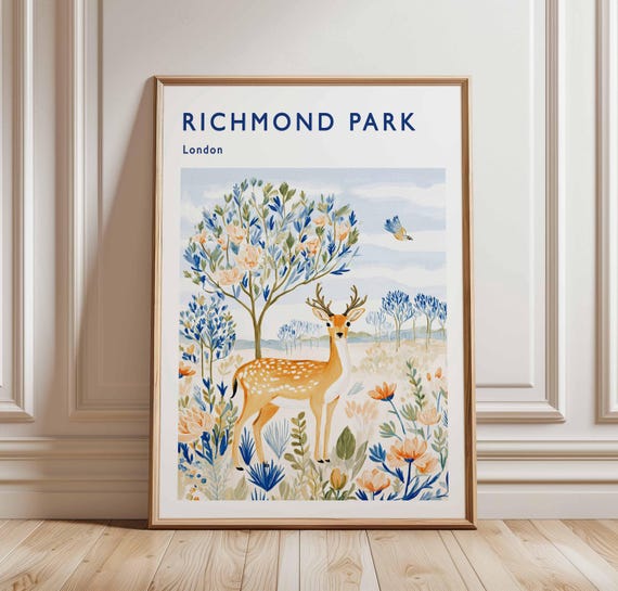 Richmond Park Travel Poster London Deer Print