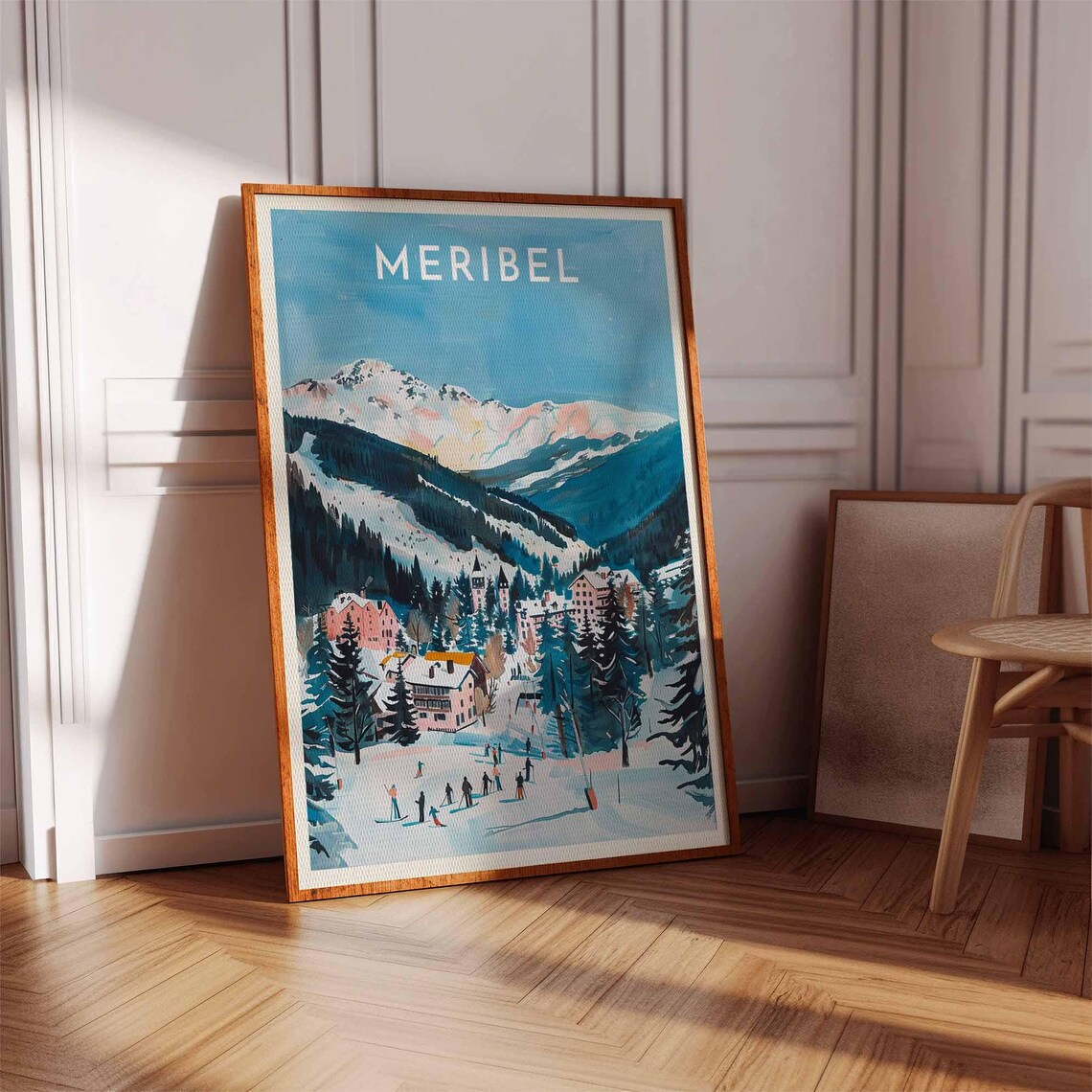Skiing Travel Poster Mribel Ski Print France Travel Print Skiing Art Skiing Print Winter Sport Art Ski Gift - Image 3