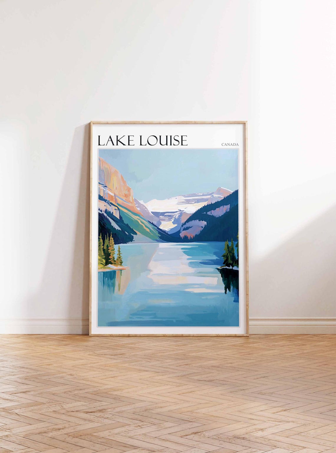 Lake Louise Canada Golden Cliff Glacier Lake Painterly Travel Poster - Image 3