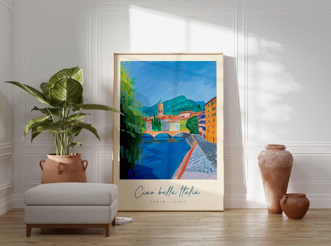 Turin Poster Italian Travel Print Turin Travel Art Turin Wall Art Italy Art Italy Travel Decor Italian Travel Gift - Image 3