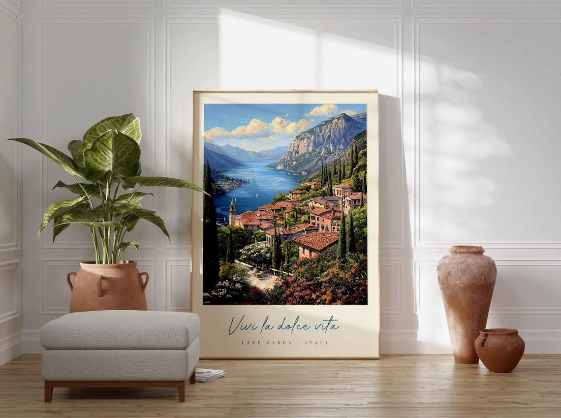 Lake Garda Poster Italian Travel Print Lake Garda Travel Art Lake Garda Wall Art Italy Art Italy Travel Decor Italian Travel Gift - Image 3
