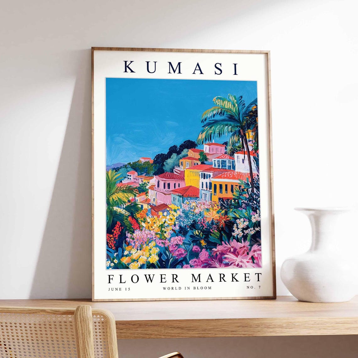 Kumasi Flower Market Poster Print Ghanaian Floral Wall Art Decor Botanical Ghana Africa Travel