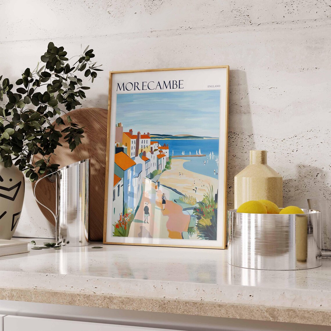Morecambe Bay Poster England Travel Poster Coastal Wall Art Uk Decor British Home Decor English Riviera Poster Morecambe Travel Print - Image 2