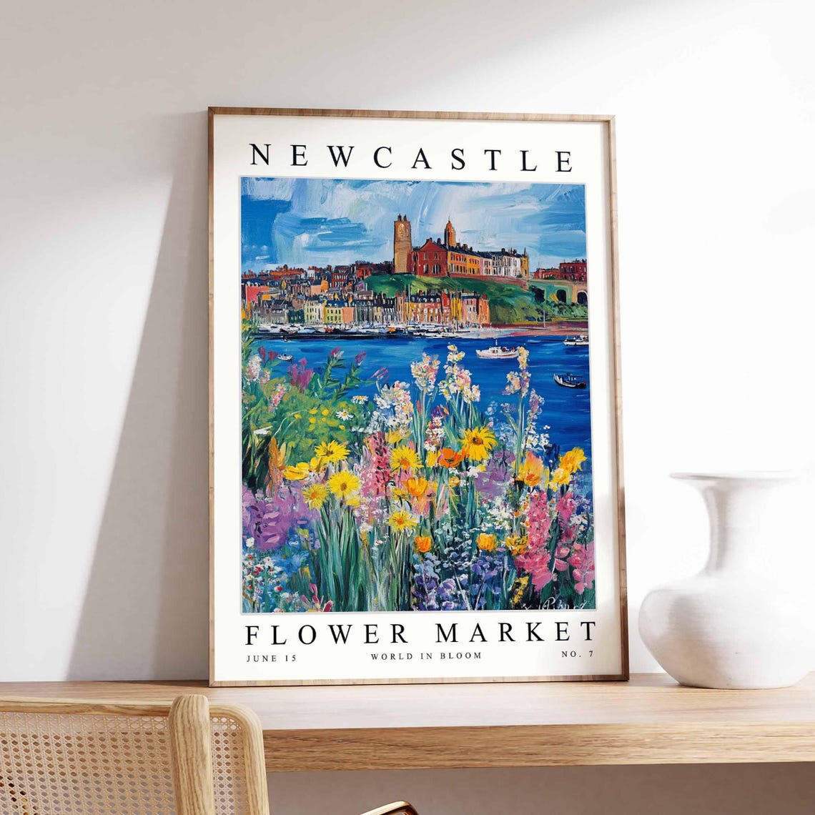 Newcastle Flower Market Riverside Wildflower Meadow View Poster