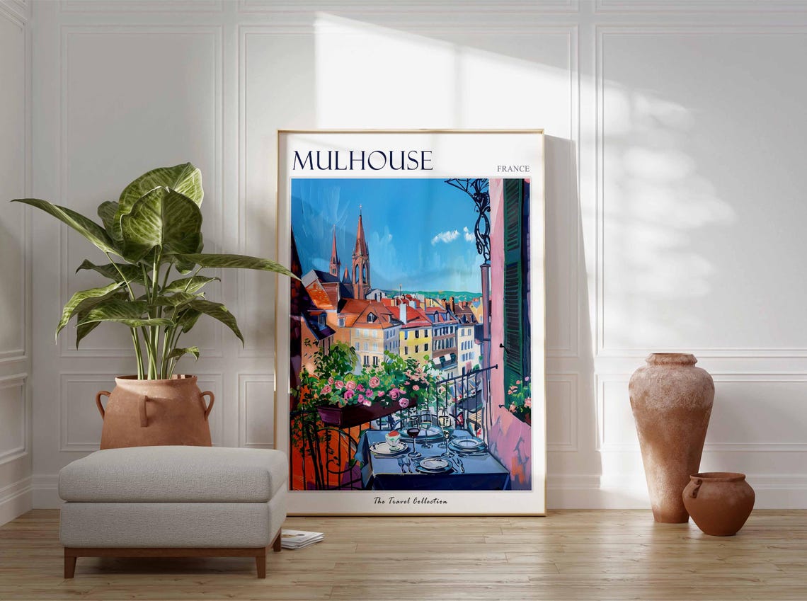 Mulhouse Poster France Travel Print French Decor Europe Travel Poster European Wall Art Mulhouse Gift Mulhouse Travel Poster - Image 3