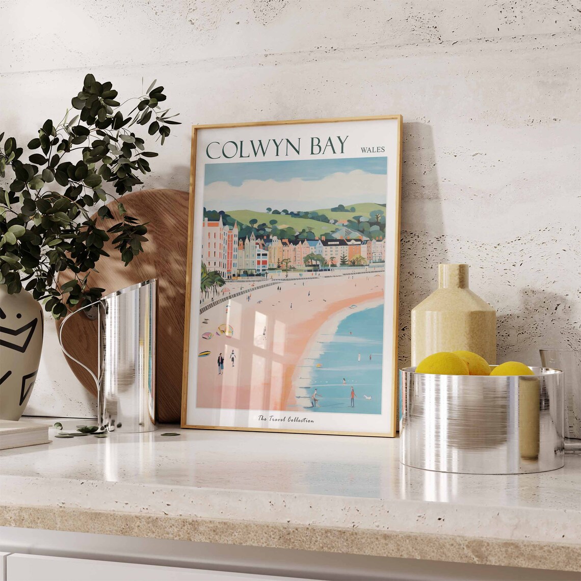 Colwyn Bay Wales Pastel Seaside Beach Promenade Soft Color Travel Poster - Image 2