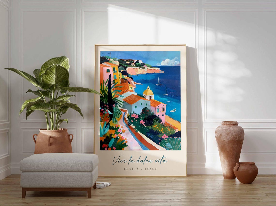 Puglia Poster Italian Travel Print Puglia Travel Art Puglia Wall Art Italy Art Italy Travel Decor Italian Travel Gift - Image 3