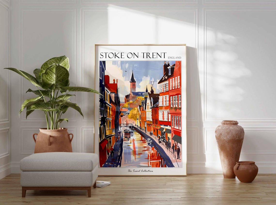 Stoke On Trent Poster England Travel Print British Decor United Kingdom Travel Poster Stoke On Trent Gift Stoke On Trent Travel Poster - Image 2