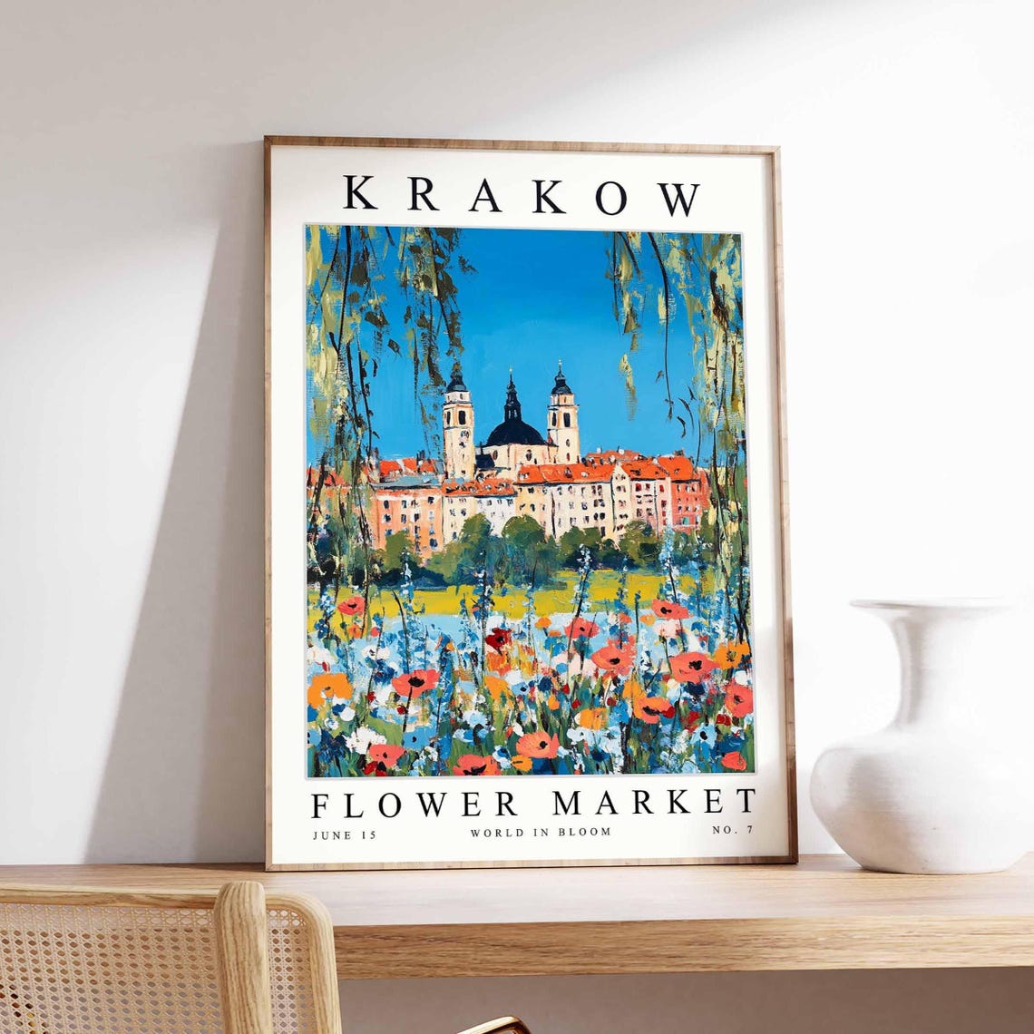 Krakow Flower Market Wawel Castle Willow Framed Poppy Field Poster