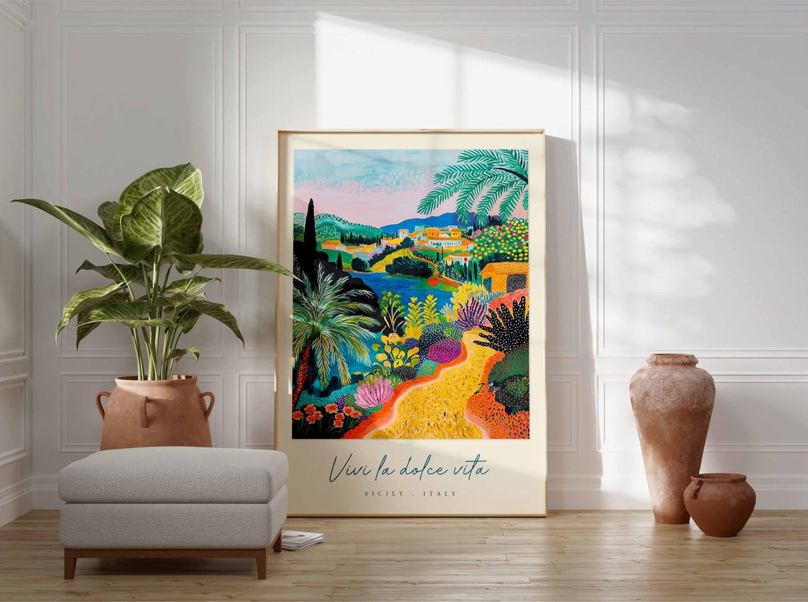 Sicily Poster Italian Travel Print Sicily Travel Art Sicily Wall Art Italy Art Italy Travel Decor Italian Travel Gift - Image 3