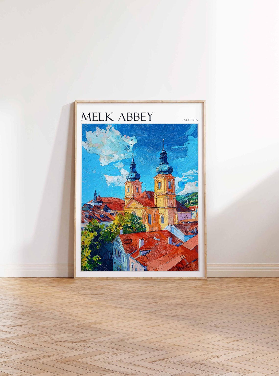 Melk Abbey Austria Golden Towers Impasto Painting Travel Poster - Image 4