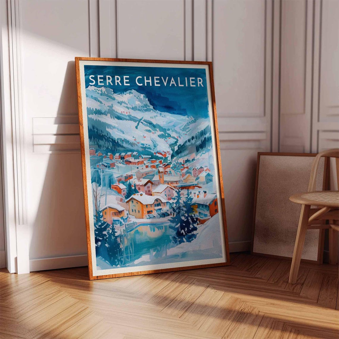 Skiing Travel Poster Serre Chevalier Ski Print France Travel Print Skiing Art Skiing Print Winter Sport Art Ski Gift - Image 3