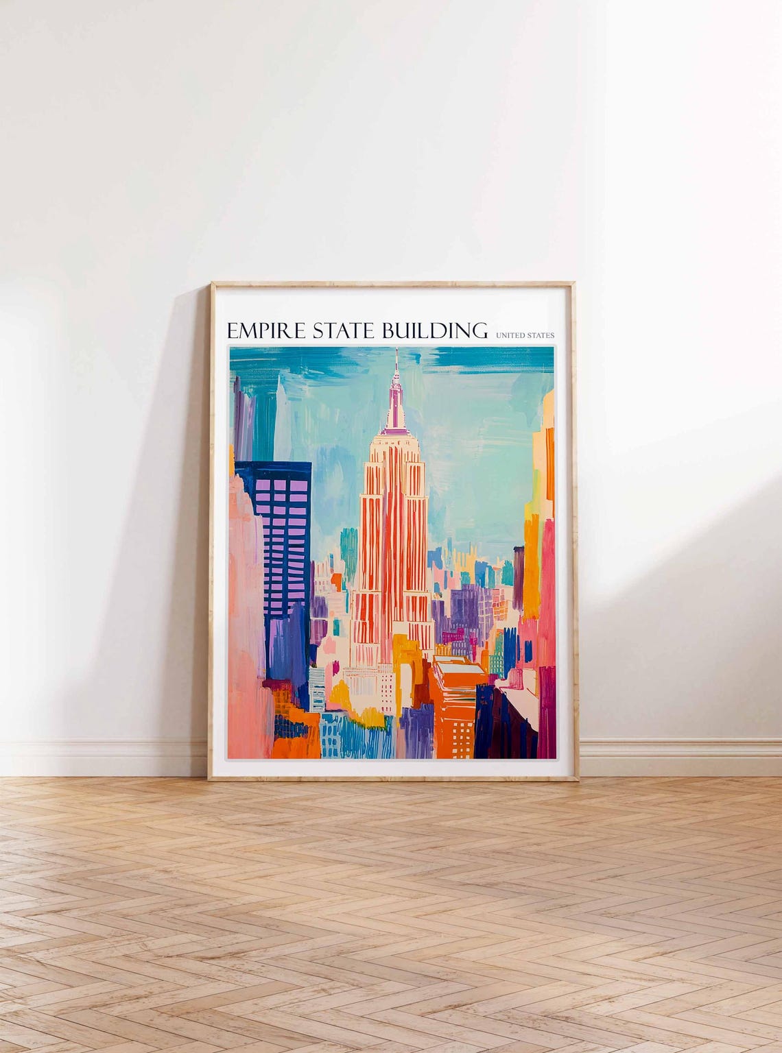 Empire State Building New York Colorful Graphic Skyline Travel Poster - Image 3
