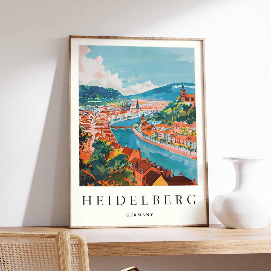 Heidelberg Germany Romantic Old Town Neckar River Castle Hill Poster
