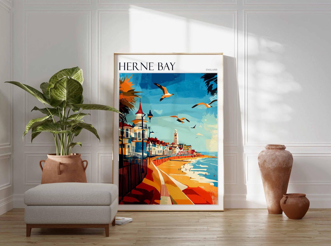 Herne Bay England Golden Beach Promenade Seagulls Boardwalk Poster - Image 3