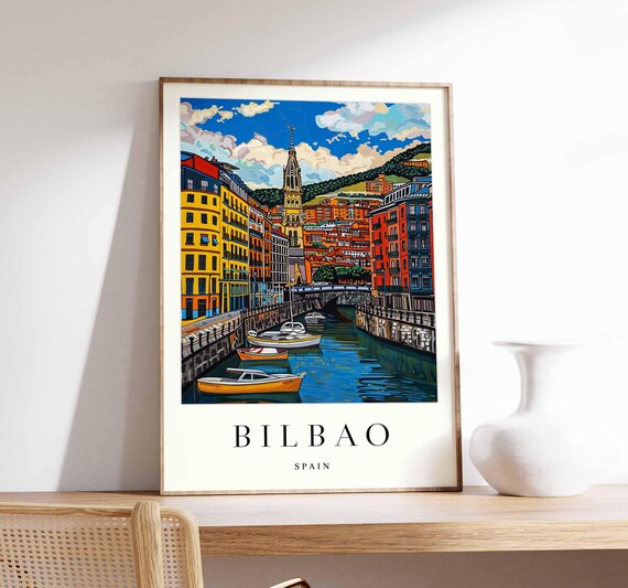 Bilbao Poster Spain Print Wall Art Guggenheim Museum Basque Country Skyline Travel
