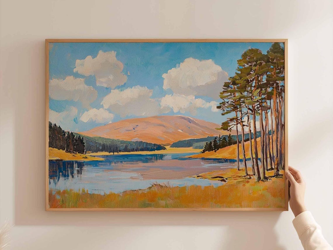 Cairngorms Loch Scots Pines Golden Hill Summer Landscape Poster