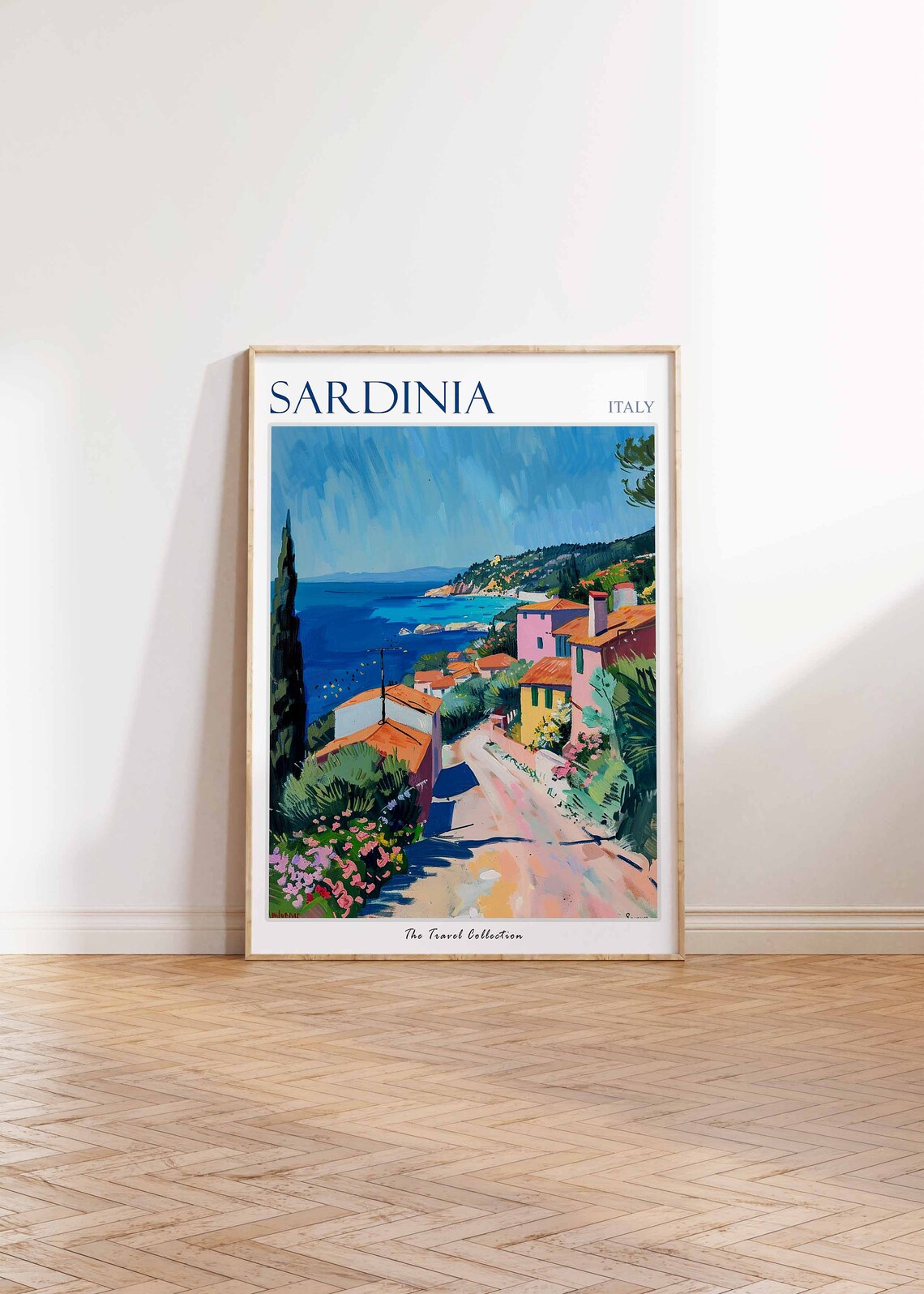 Sardinia Italy Coastal Road Pastel Houses Seaside Travel Poster - Image 3
