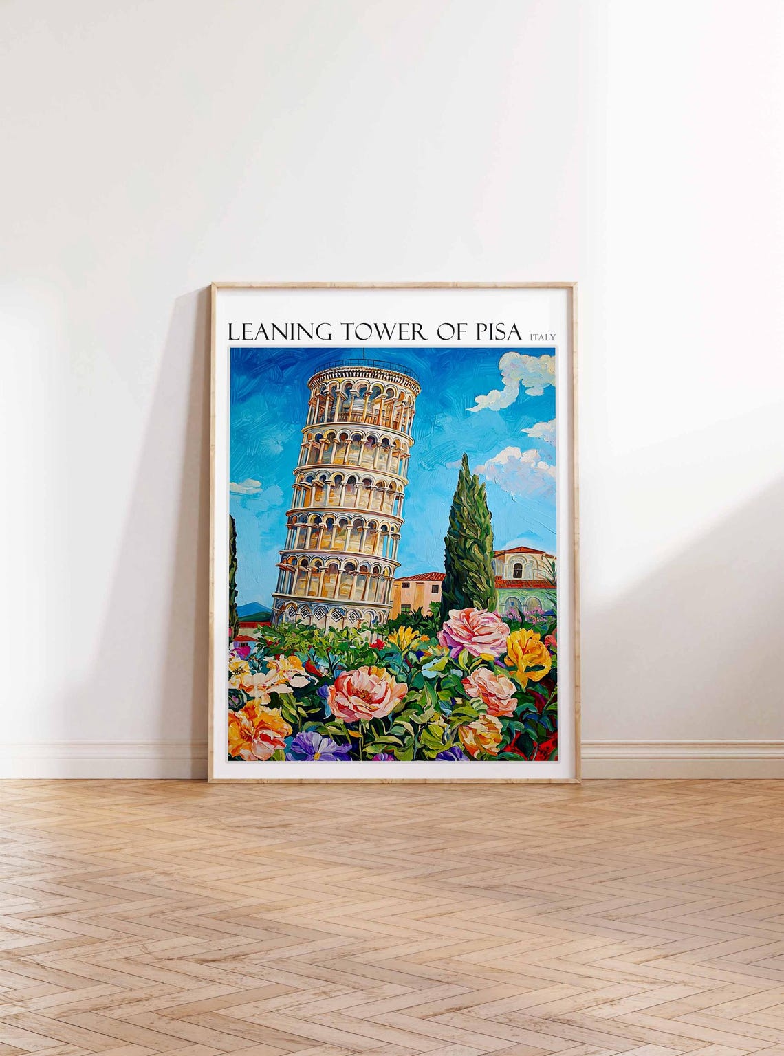 Leaning Tower Of Pisa Poster Leaning Tower Of Pisa Travel Print Italian Travel Poster Tropical Decor Travel Gift Coastal Decor - Image 3