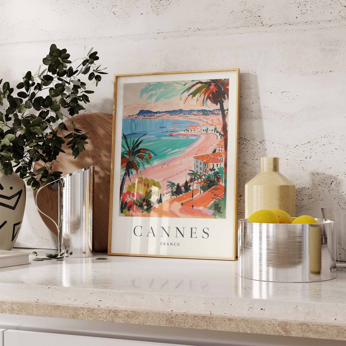 Cannes Poster Cannes Travel Print France Wall Art French Travel Print Tropical Decor Sea Print Cannes Gift Cannes Travel Poster - Image 3