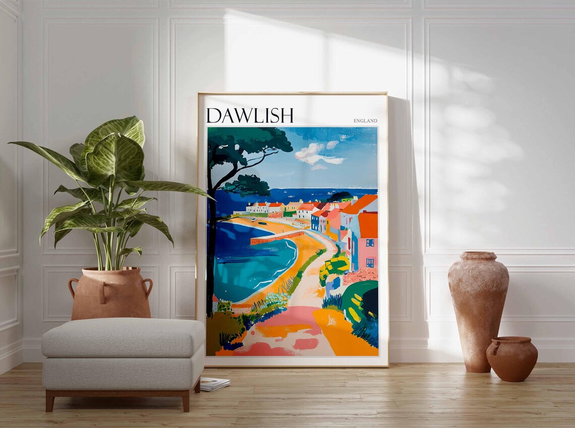 Dawlish Poster Devon Poster England Travel Poster Coastal Wall Art English Home Decor Seaside Town Poster Uk Travel Print Dawlish Art - Image 3
