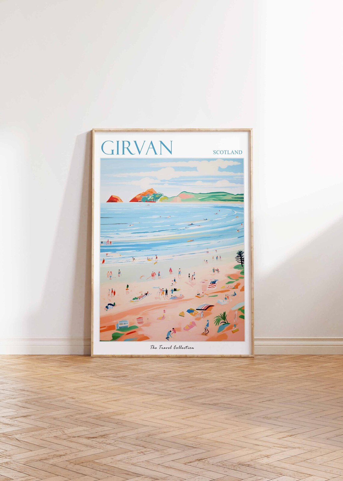 Girvan Scotland Beach with Rocky Islet Vintage Travel Poster - Image 2