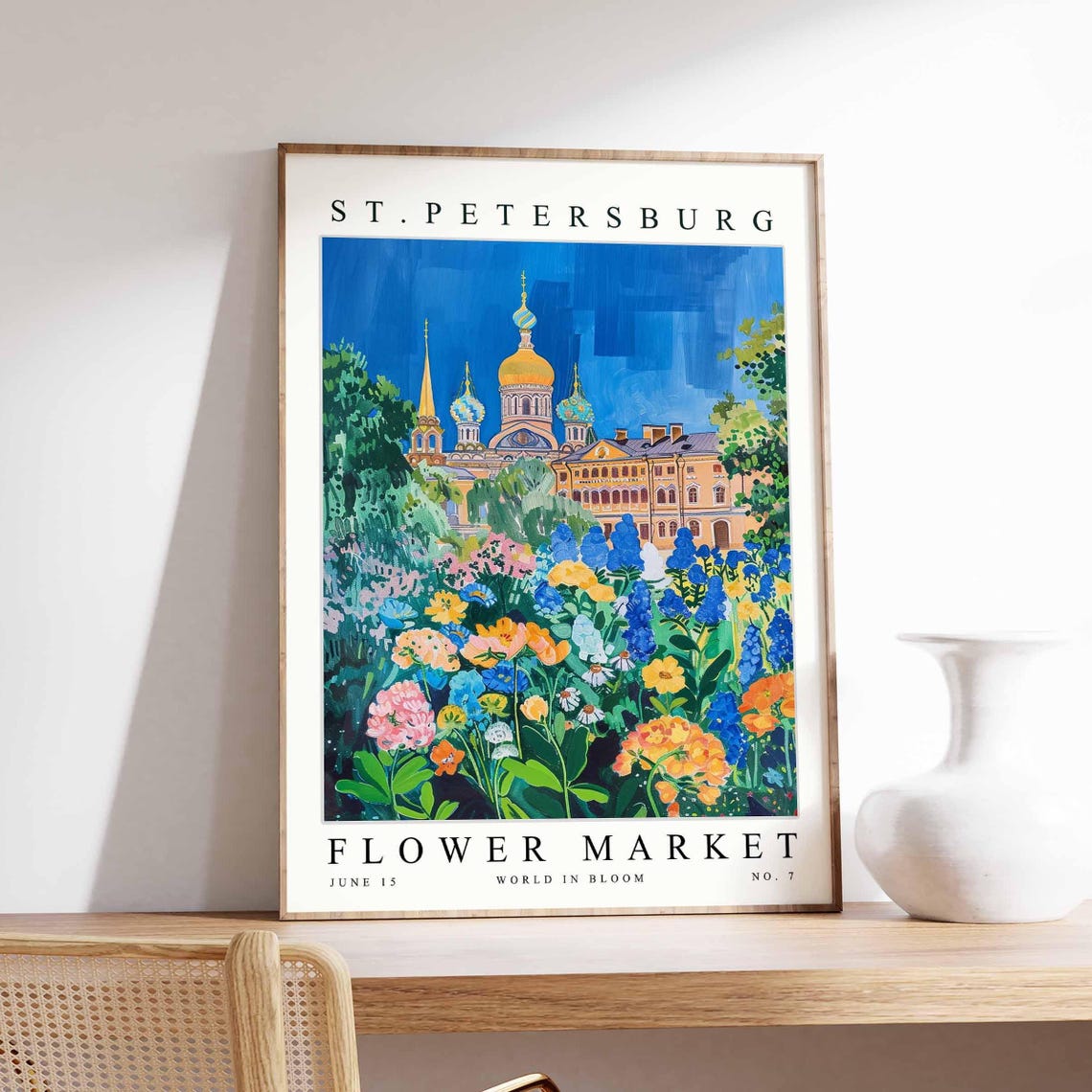St Petersburg Flower Market Golden Onion Domes Blossom Poster