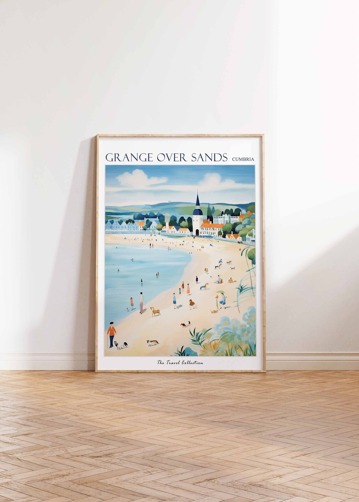 Grange Over Sands Cumbria Beach Walkers Dogs Church Spire Poster - Image 2