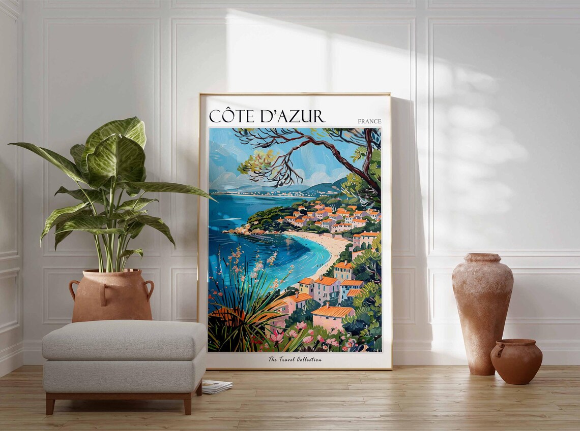 Cote d'Azur France Coastal Bay Village Pine Forest Riviera Poster - Image 3