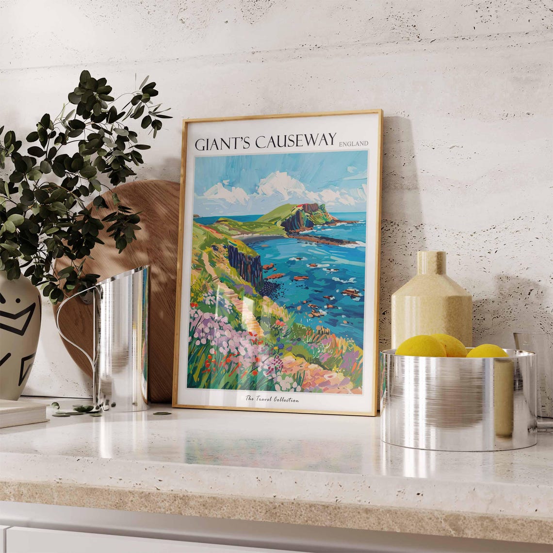 Giants Causeway Coastal Path Cliffs Blooming Wildflowers Poster - Image 3