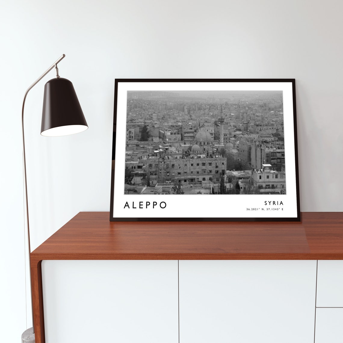 Aleppo Syria Black and White Old City Mosque Travel Collection Poster - Image 3