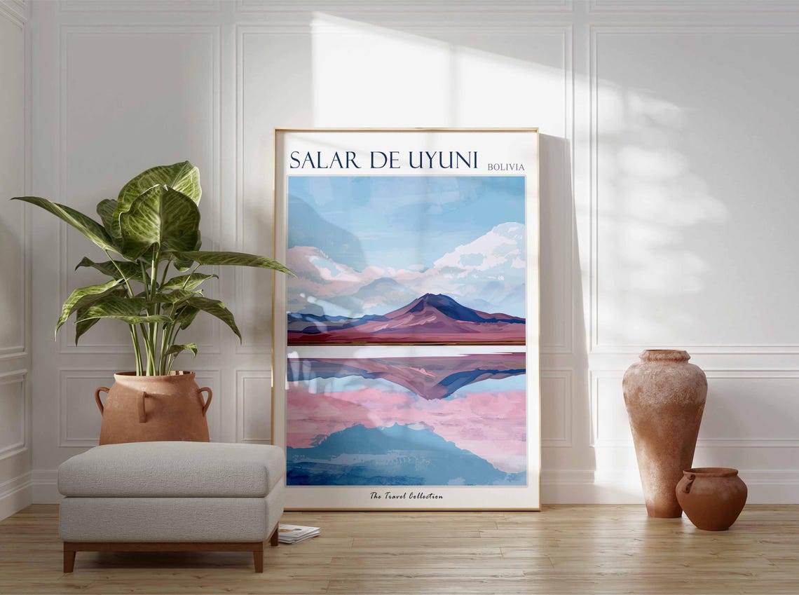 Salar De Uyuni Poster Bolivia Travel Print Bolivian Decor South America Travel Poster Salar De Uyuni Gift Salar De Uyuni Travel Poster - Image 3