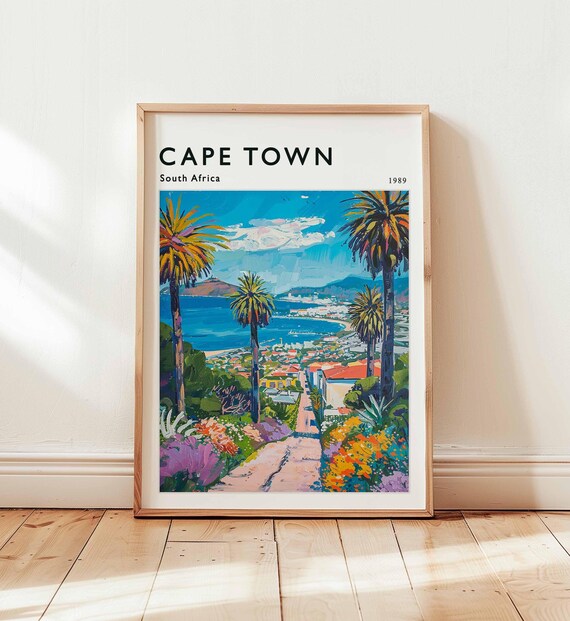 Cape Town South Africa 1989 Palm Path Overlooking Bay Poster