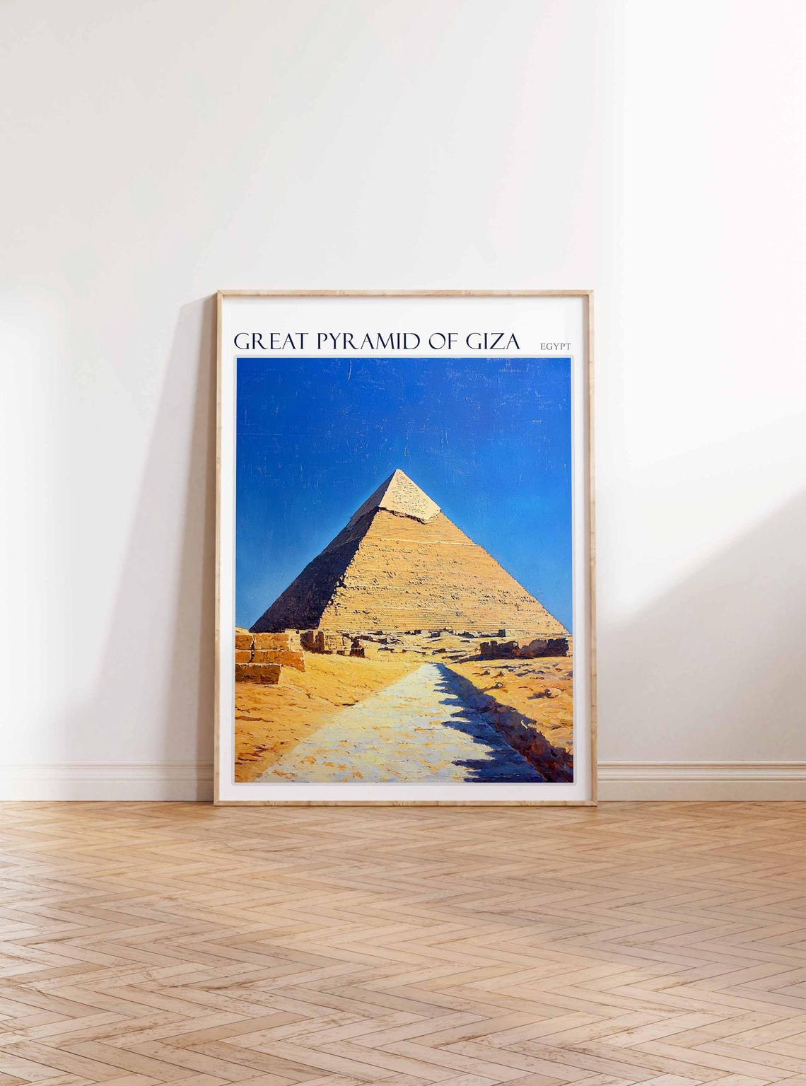 Great Pyramid Of Giza Stone Pathway Golden Desert Travel Poster - Image 3