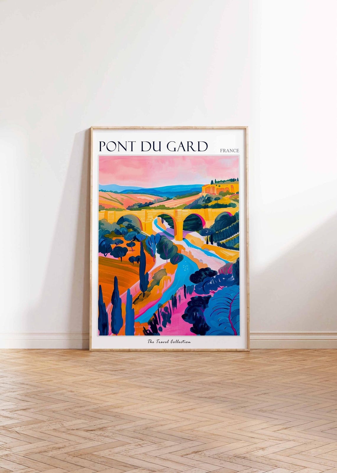 Pont Du Gard Poster France Travel Print French Decor Europe Travel Poster European Wall Art Botanical Print Pont Du Gard Travel Poster - Image 2