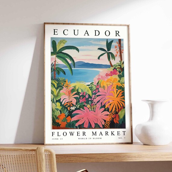 Ecuador Flower Market Poster Print Ecuadorian Floral Wall Art Ecuadorfloral Decor Botanical South America Travel