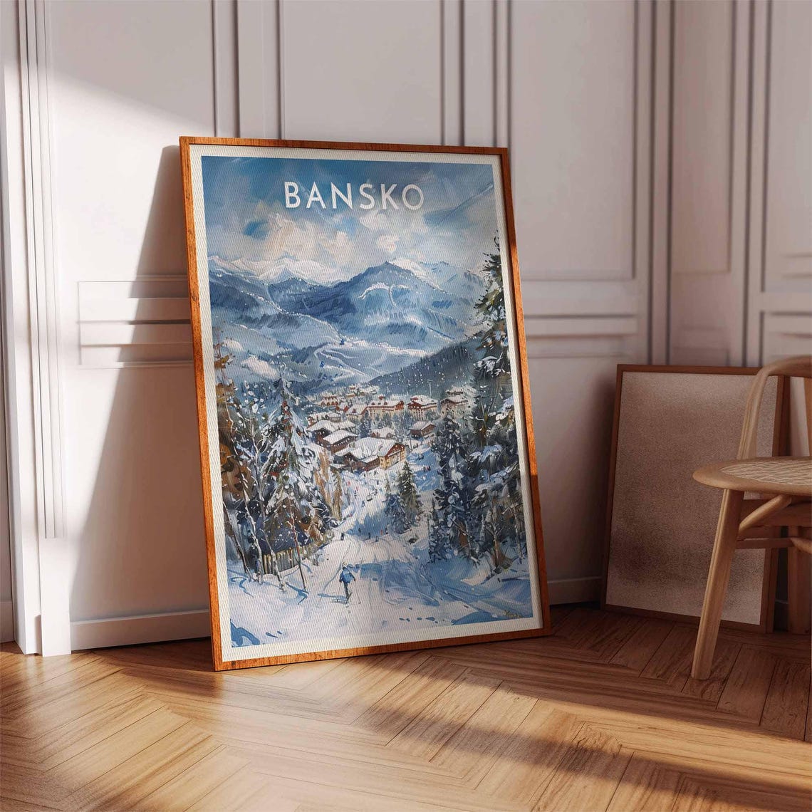 Bansko Ski Resort Panoramic Valley Impressionist Travel Poster - Image 2