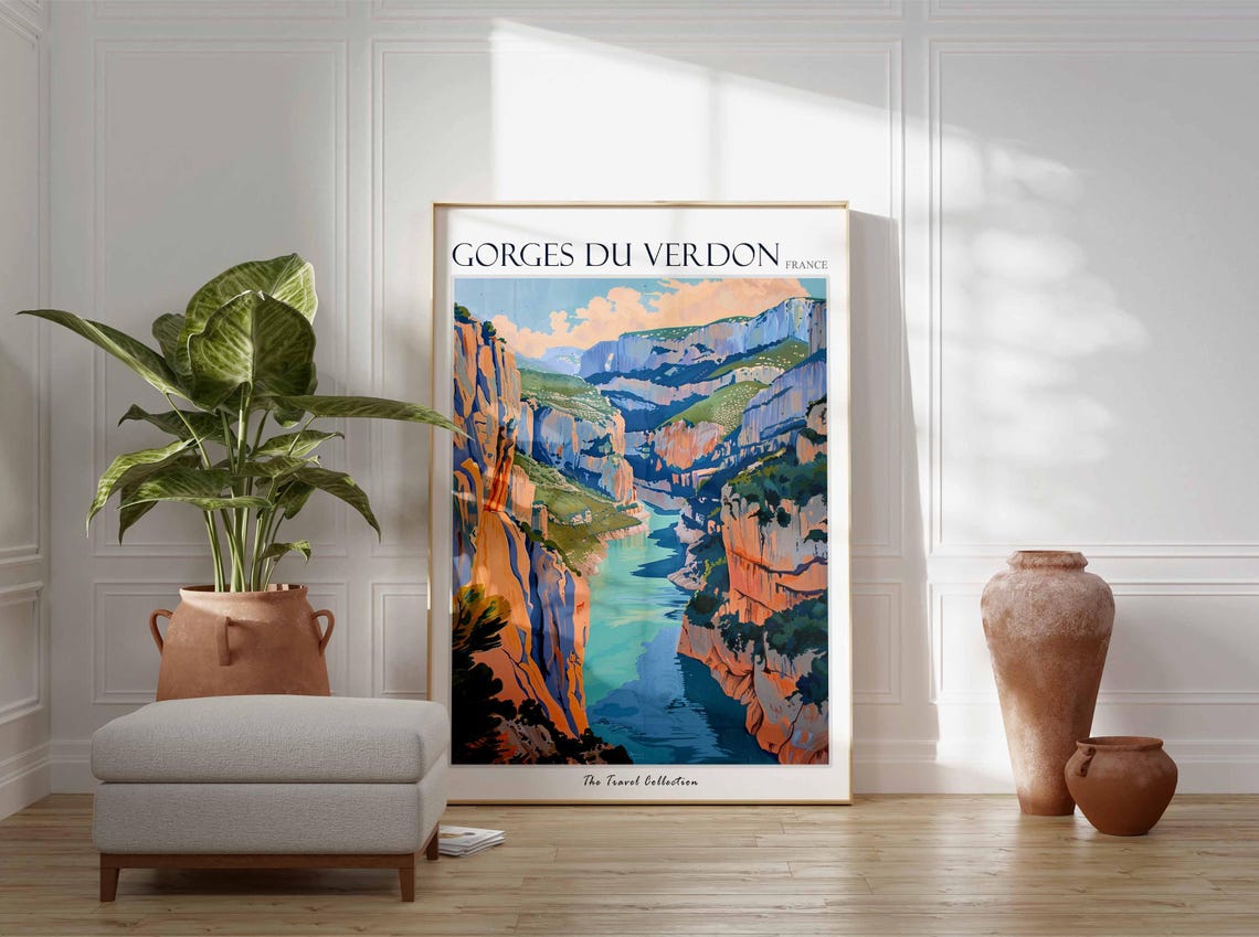Gorges Du Verdon Poster France Travel Print French Decor Europe Travel Poster European Wall Art Gorges Du Verdon Travel Poster - Image 3
