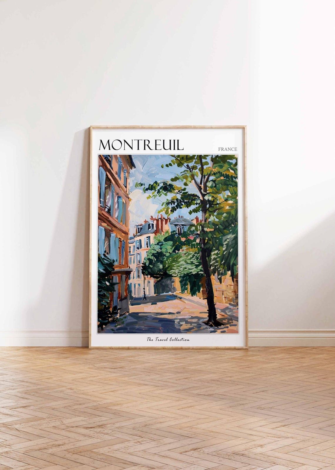 Montreuil Parisian Style Street Shaded By Tree France Poster - Image 2