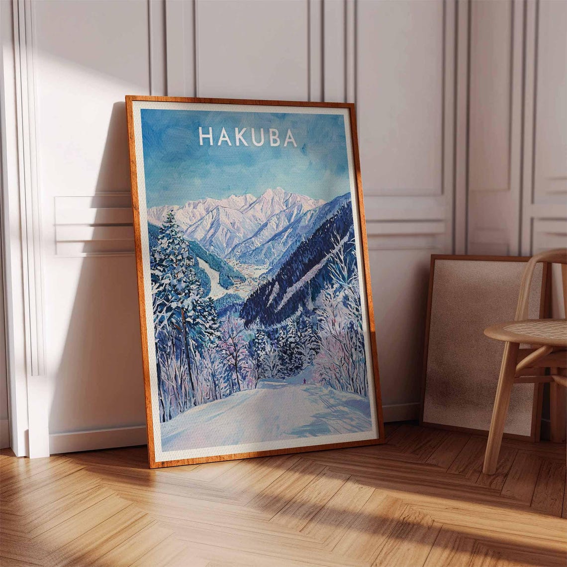 Hakuba Japan Snowy Forest Slope Serene Winter Ski Scene Poster - Image 2
